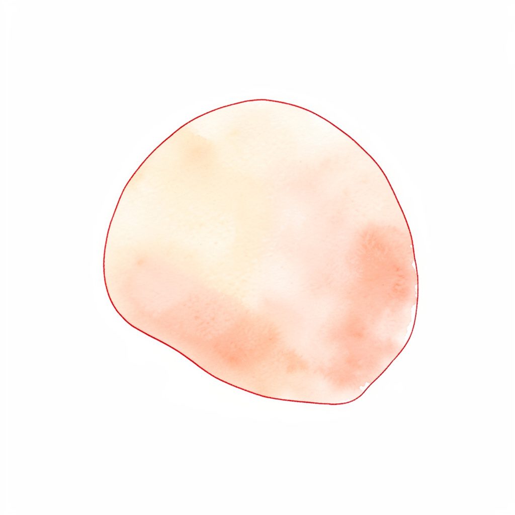 A soft watercolor-style abstract shape in warm beige and pale coral tones with a gentle gradient, suggesting calm and clarity